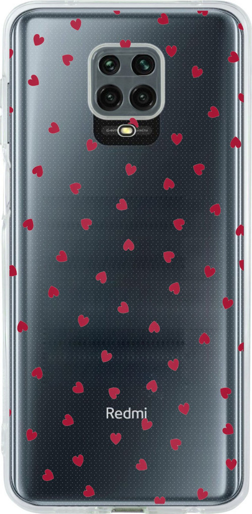 Redmi Note 9 PRO-9S Uyumlu Kırmızı Kalpler Tasarımlı Baskılı Silikon Kılıf