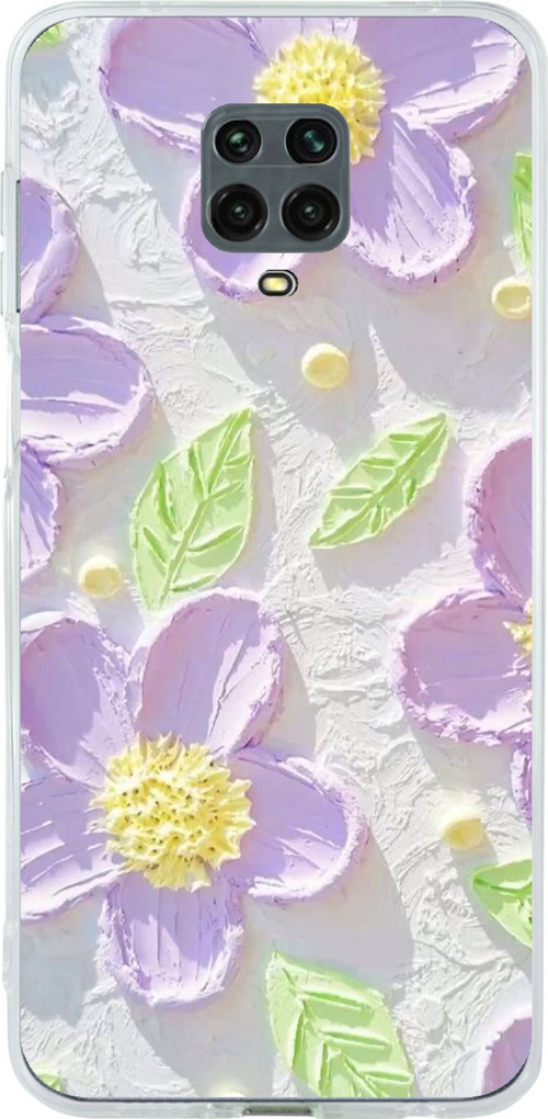 Redmi Note 9 PRO-9S Uyumlu Mor Papatyalar Sulu Boya Baskılı Silikon Kılıf