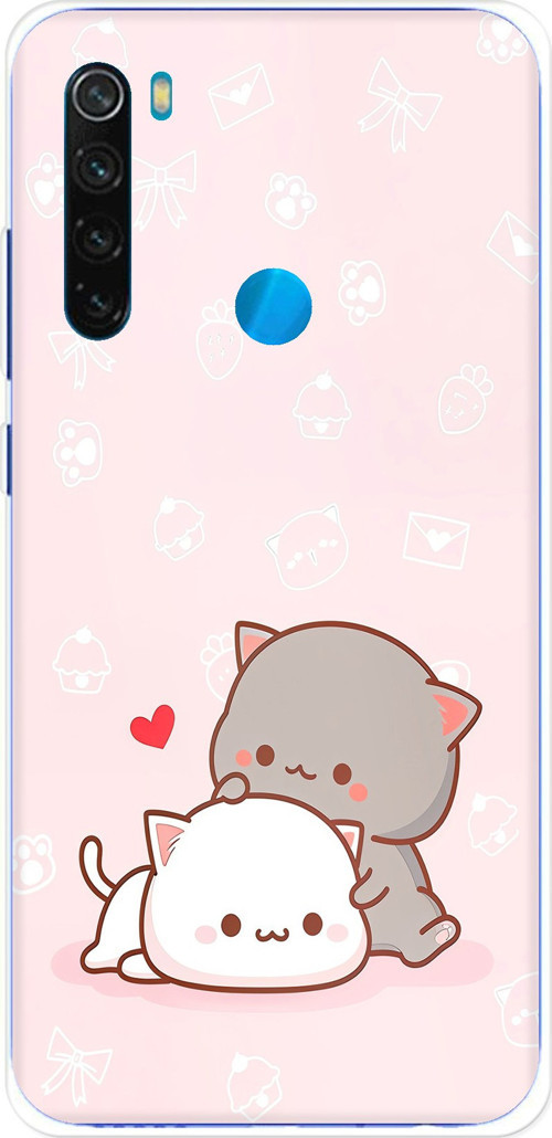 Redmi Note 8 Uyumlu Sevimli ve Remontik Kediler Baskılı Silikon Kılıf