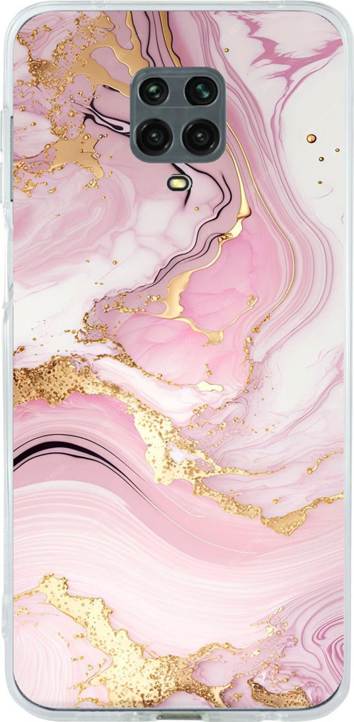 Redmi Note 9 PRO-9S Uyumlu Pembe Mermer Baskılı Silikon Kılıf