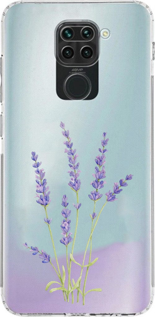 Redmi Note 9 Uyumlu Lavanta Çiçek Tasarımlı Baskılı Silikon Kılıf