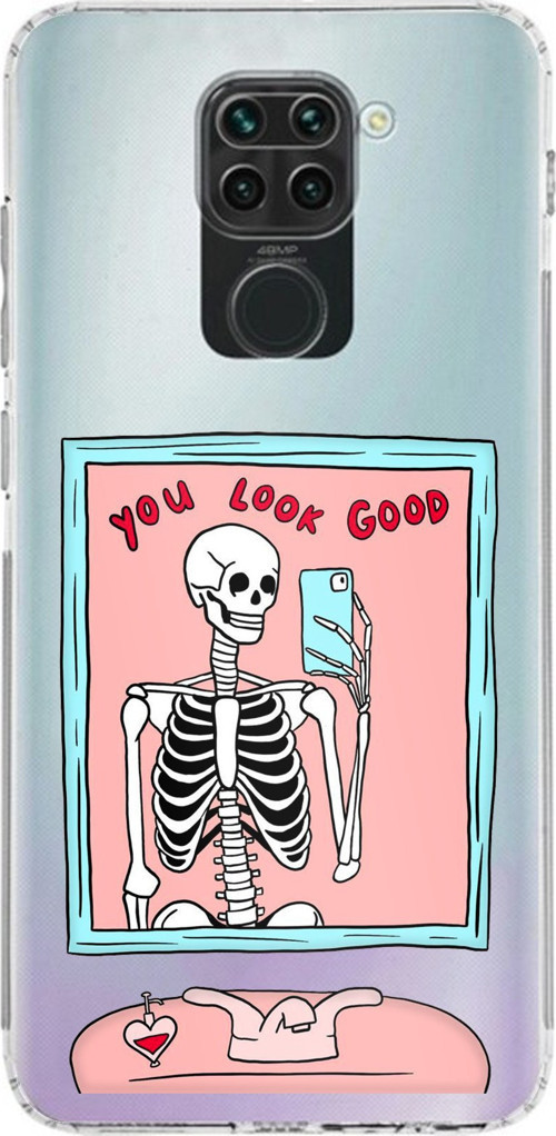 Redmi Note 9 Uyumlu You Look Good İskelet Tasarımlı Baskılı Silikon Kılıf