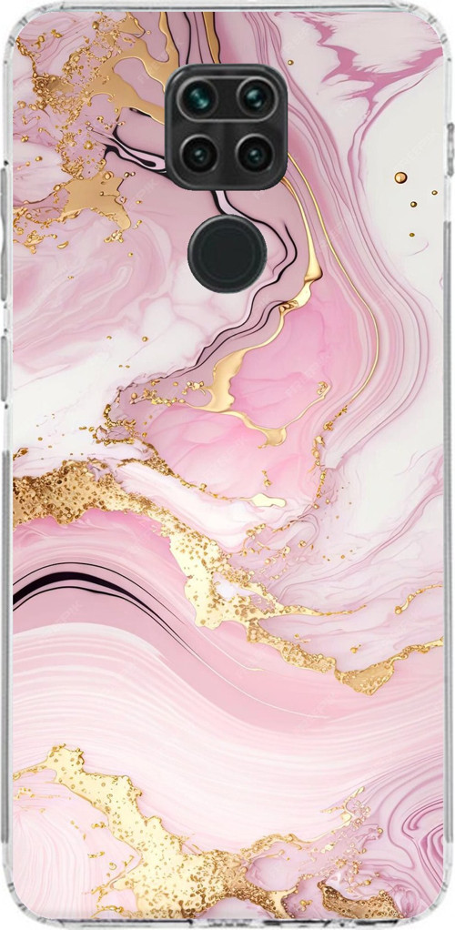Redmi Note 9 Uyumlu Pembe Mermer Baskılı Silikon Kılıf