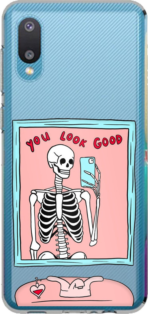 Samsung Galaxy A02 Uyumlu You Look Good İskelet Tasarımlı Baskılı Silikon Kılıf