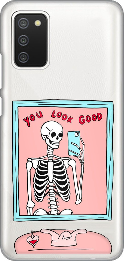 Samsung Galaxy A02S Uyumlu You Look Good İskelet Tasarımlı Baskılı Silikon Kılıf