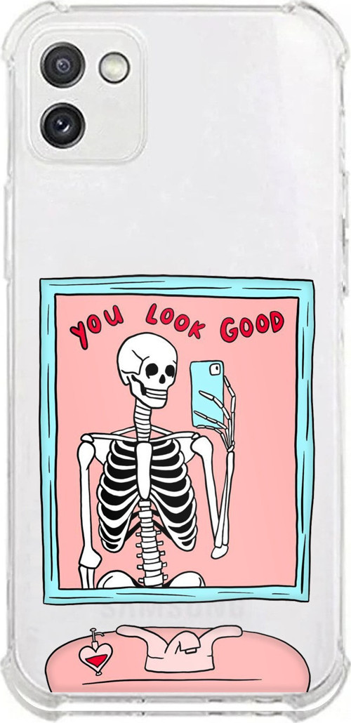 Samsung Galaxy A03 Uyumlu You Look Good İskelet Tasarımlı Baskılı Silikon Kılıf