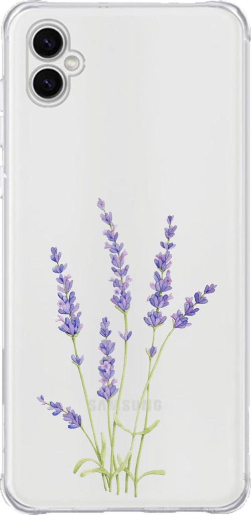 Samsung Galaxy A04 Uyumlu Lavanta Çiçek Tasarımlı Baskılı Silikon Kılıf