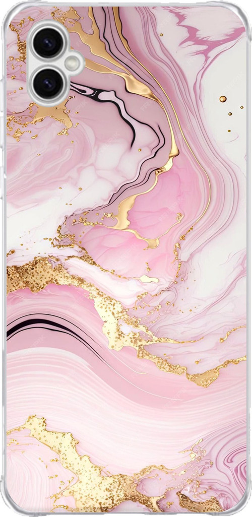 Samsung Galaxy A04 Uyumlu Pembe Mermer Baskılı Silikon Kılıf