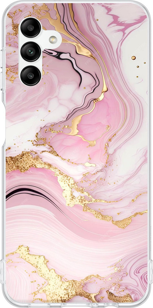 Samsung Galaxy A04s Uyumlu Pembe Mermer Baskılı Silikon Kılıf