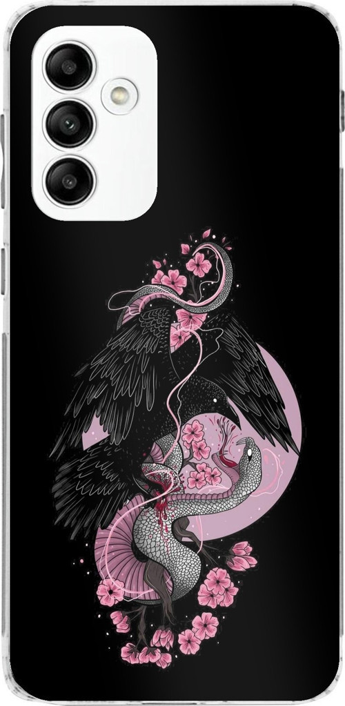 Samsung Galaxy A05s Uyumlu Pembe Siyah Yılan Baskılı Silikon Kılıf