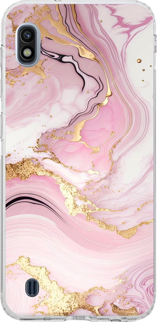Samsung Galaxy A10 Uyumlu Pembe Mermer Baskılı Silikon Kılıf