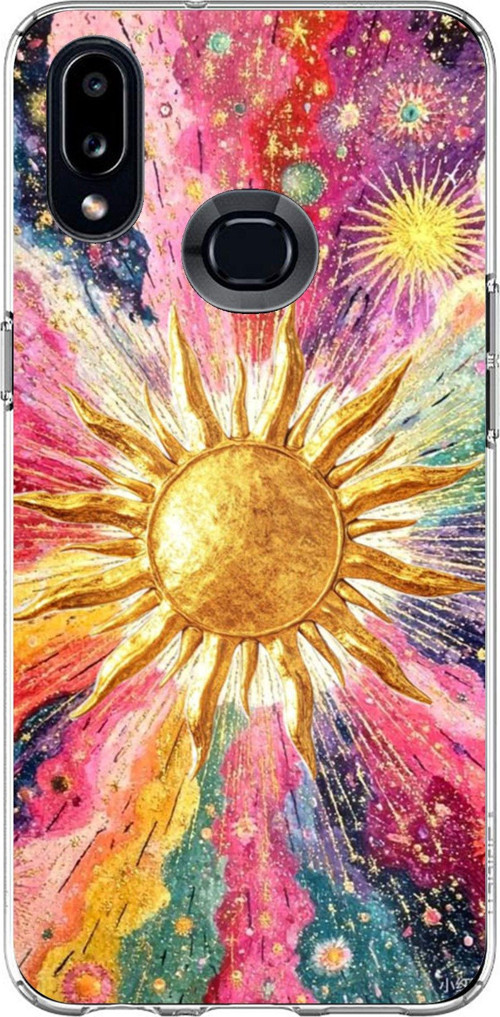 Samsung Galaxy A10S Uyumlu Psikedelik Galaksi ve Güneş Desenli Baskılı Silikon Kılıf