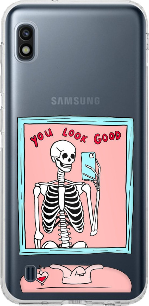 Samsung Galaxy A10 Uyumlu You Look Good İskelet Tasarımlı Baskılı Silikon Kılıf