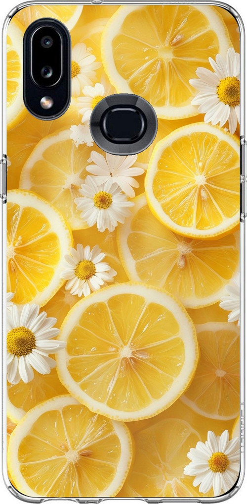 Samsung Galaxy A10S Uyumlu Limon Dilimleri ve Papatya Desenli Baskılı Silikon Kılıf