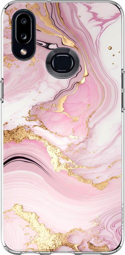 Samsung Galaxy A10S Uyumlu Pembe Mermer Baskılı Silikon Kılıf