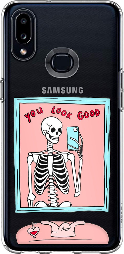 Samsung Galaxy A10S Uyumlu You Look Good İskelet Tasarımlı Baskılı Silikon Kılıf