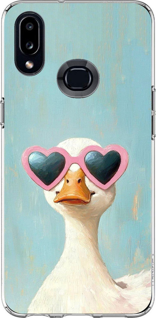 Samsung Galaxy A10S Uyumlu Yağlı Boya Pop-Art Ördek Baskılı Silikon Kılıf