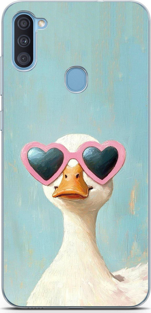 Samsung Galaxy A11-M11 Uyumlu Yağlı Boya Pop-Art Ördek Baskılı Silikon Kılıf