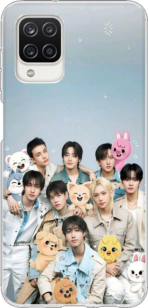Samsung Galaxy A12-M12 Uyumlu Tray Kids K-Pop Grubu ve SKZOO Temalı Baskılı Silikon Kılıf