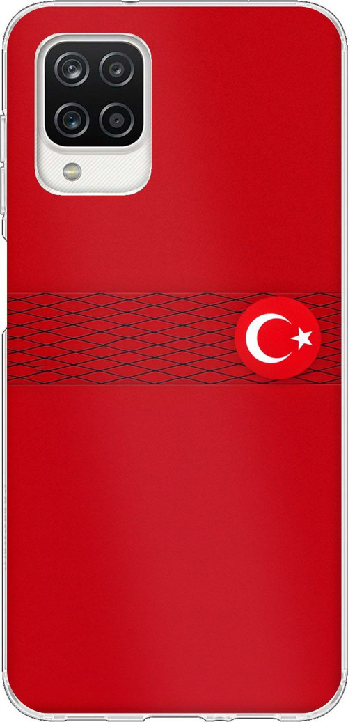 Samsung Galaxy A12-M12 Uyumlu Türk Milli Takım Izgara Desenli Forma Baskılı Silikon Kılıf