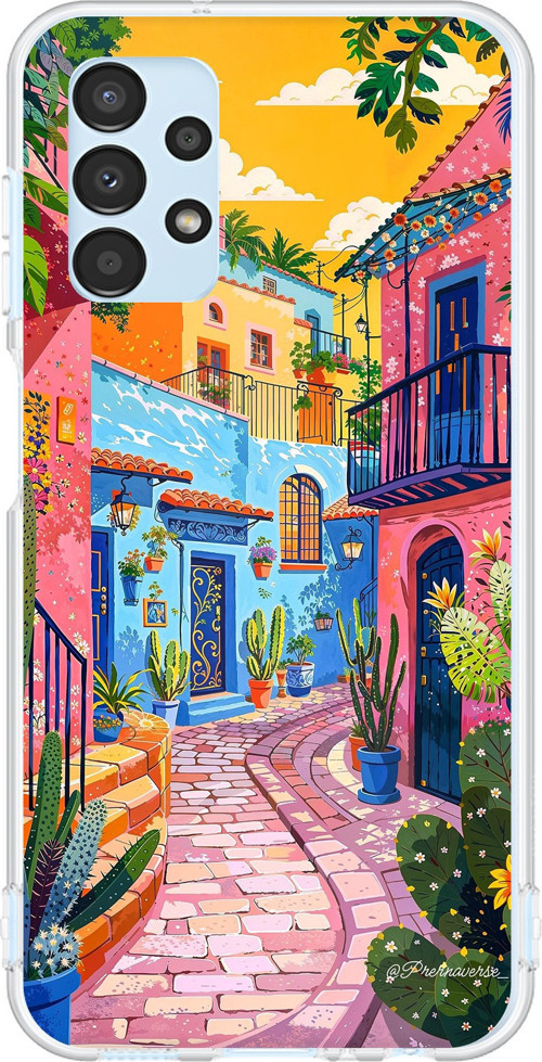 Samsung Galaxy A13 Uyumlu Renkli Sanat Sokak Silikon Kılıf Baskılı Silikon Kılıf