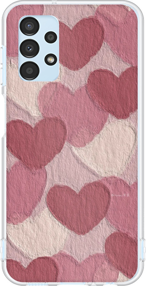 Samsung Galaxy A13 Uyumlu Pastel Gül Kurusu ve Pembe Kalpli Baskılı Silikon Kılıf