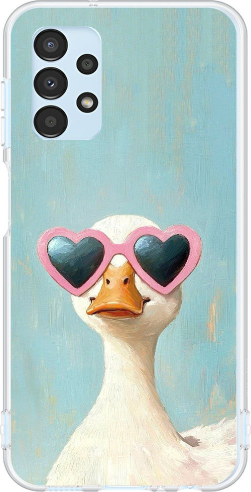 Samsung Galaxy A13 Uyumlu Yağlı Boya Pop-Art Ördek Baskılı Silikon Kılıf