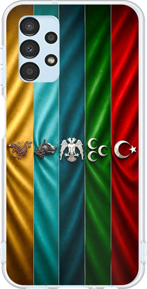Samsung Galaxy A13 Uyumlu Tarihi Türk Devletleri Bayrakları Baskılı Silikon Kılıf