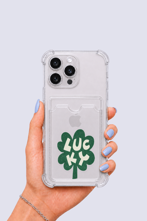 iPhone 14 Pro Max Kartlıklı Lucky Yonca Desenli Kılıf - NLCAEB6722-8731