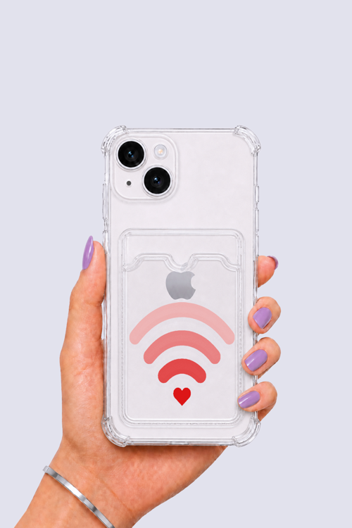 iPhone 14 Kartlıklı Aşk Sinyali Desenli Kılıf - NLCAEB6613-2674