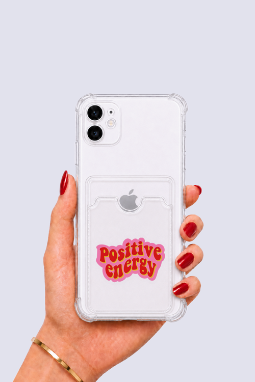 iPhone 12 Kartlıklı Pozitif Enerji Desenli Kılıf - NLCAEB7517-4963