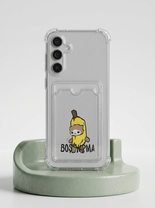 Samsung Galaxy A36 Boş Yapma Muz Detaylı Kart Bölmeli Şeffaf Telefon Kılıfı - NLCAEB6159-671