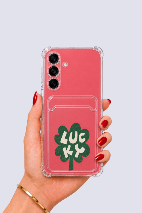 Samsung Galaxy S25 Kartlıklı Lucky Yonca Desenli Kılıf - NLCAEB8290-1826
