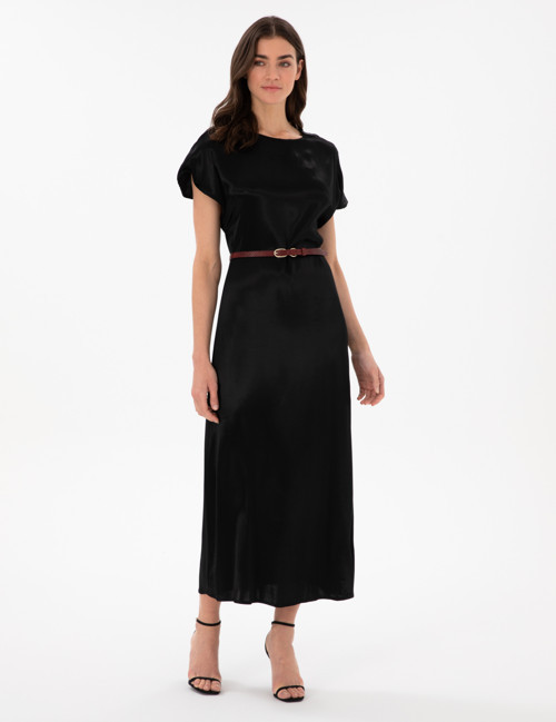 Siyah Comfort Fit Dokuma Elbise 50301015-VR046