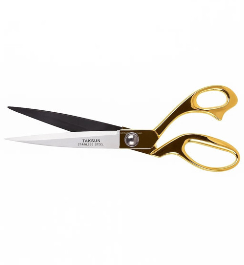 Taksun Profesyonel Makas, No.1250, Paslanmaz Çelik, Karton, Kumaş Kesimi, Ergonomik, Yüksek Kalite, Uzun Ömürlü, Hassas Kesim, Terzi Makası, Gold, 10"