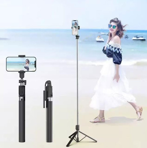 Bluetooth Kumandalı Telefon Tripodu – Ayarlanabilir Yükseklikli Selfie Çubuğu, Masaüstü ve Portatif Tasarım, Ev, Stüdyo, Tatil, Kamp ve Dış Mekan Çekimleri İçin Uygun P170