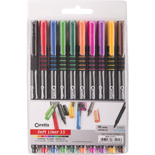Softliner Keçeli Kalem 0.4 MM Karışık Renk 10 LU CS-55