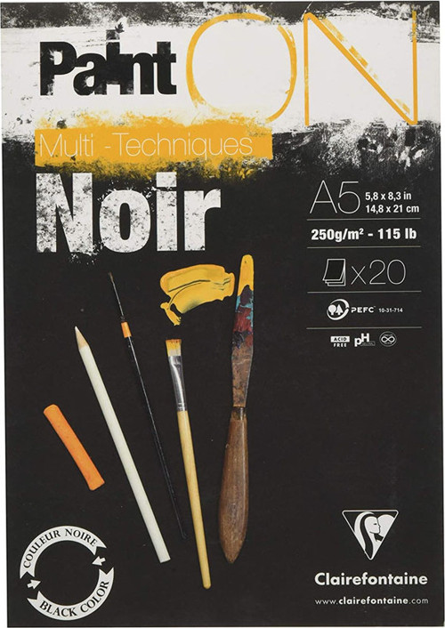 Clairefontaine paint On A5 250 GR 20 Yp Siyah Renk Kğt