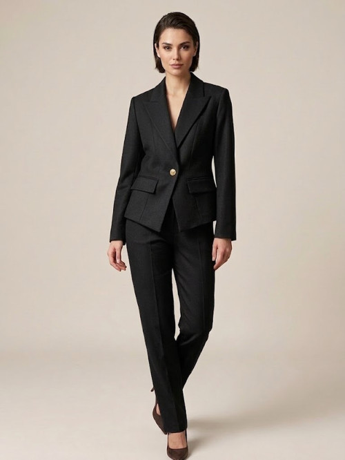 Gold Düğmeli Kruvaze Yaka Blazer Ceket 4141