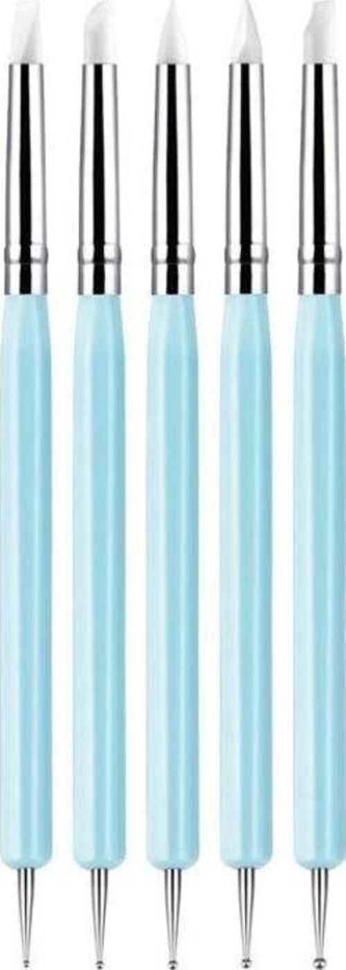 Kabartma Kalemi + Silikon Uçlu Fırça Seti Çift Yönlü 5'li