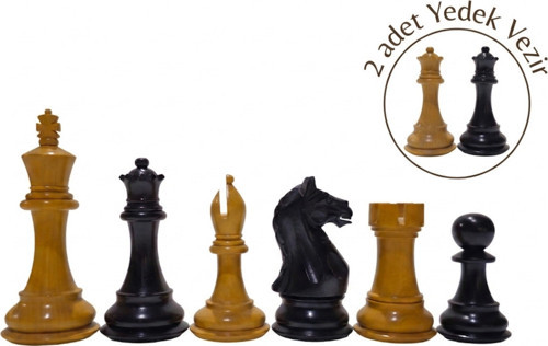 Supreme Yedek Vezirli Ahşap Satranç Figürü