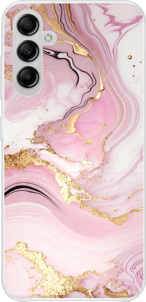Samsung Galaxy A14 Uyumlu Pembe Mermer Baskılı Silikon Kılıf