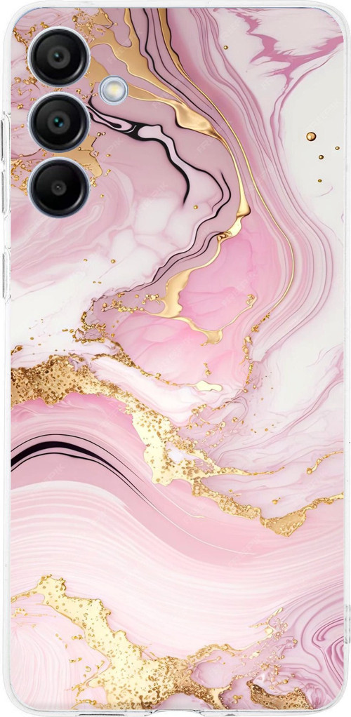 Samsung Galaxy A16 Uyumlu Pembe Mermer Baskılı Silikon Kılıf