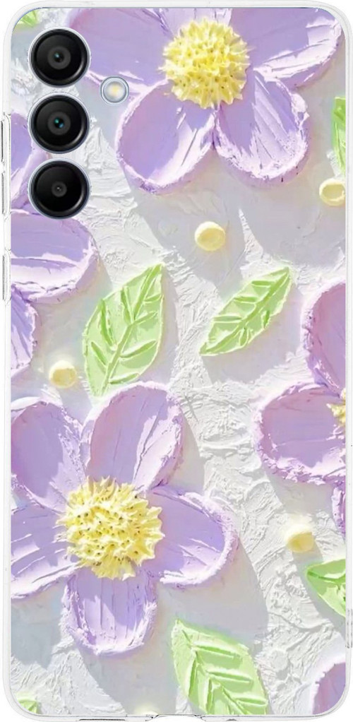 Samsung Galaxy A16 Uyumlu Mor Papatyalar Sulu Boya Baskılı Silikon Kılıf