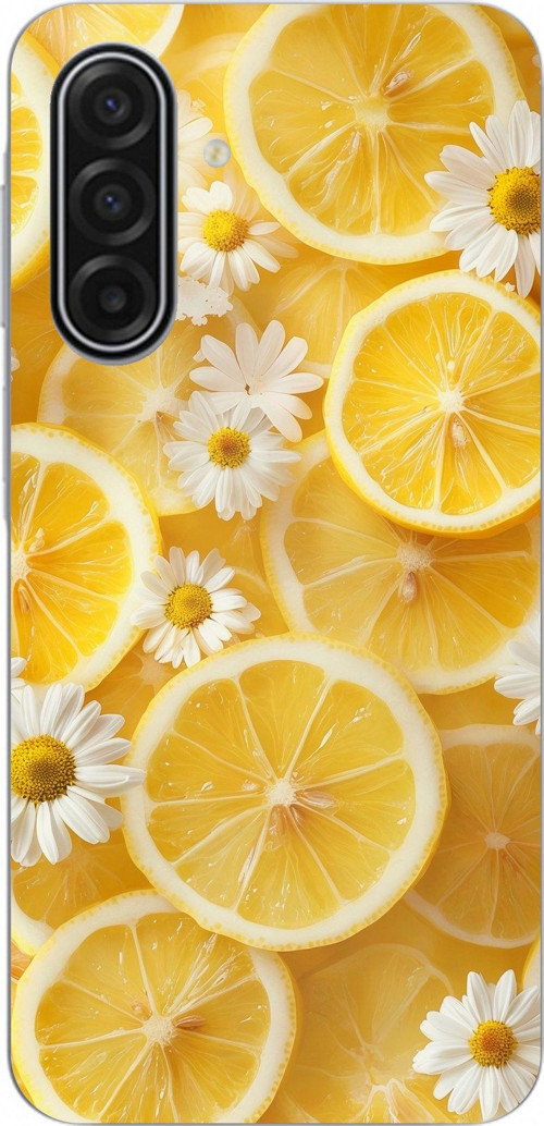 Samsung Galaxy A17 Uyumlu Limon Dilimleri ve Papatya Desenli Baskılı Silikon Kılıf
