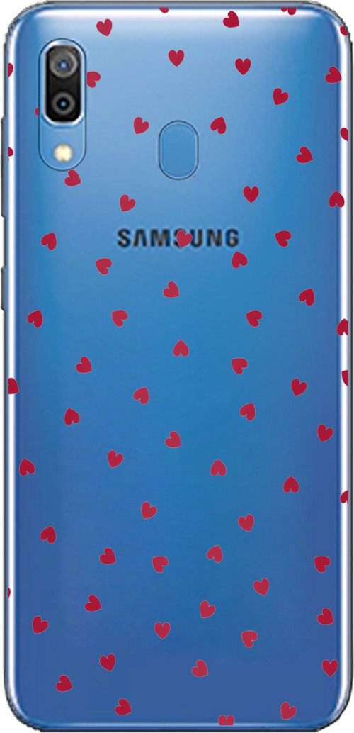Samsung Galaxy A20-A30 Uyumlu Kırmızı Kalpler Tasarımlı Baskılı Silikon Kılıf