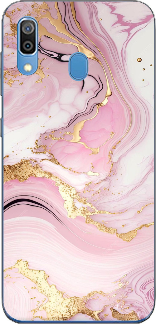Samsung Galaxy A20-A30 Uyumlu Pembe Mermer Baskılı Silikon Kılıf