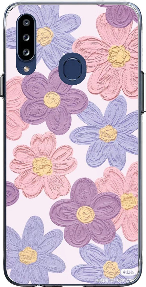 Samsung Galaxy A20S Uyumlu Renkli Papatyalar Sulu Boya Baskılı Silikon Kılıf