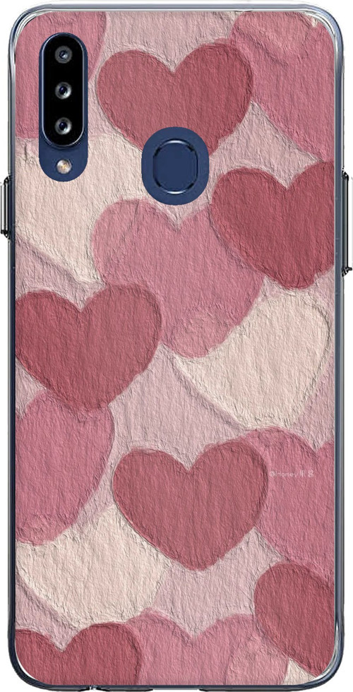 Samsung Galaxy A20S Uyumlu Pastel Gül Kurusu ve Pembe Kalpli Baskılı Silikon Kılıf