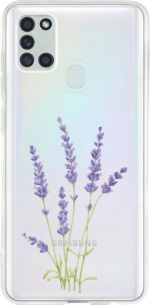 Samsung Galaxy A21S Uyumlu Lavanta Çiçek Tasarımlı Baskılı Silikon Kılıf